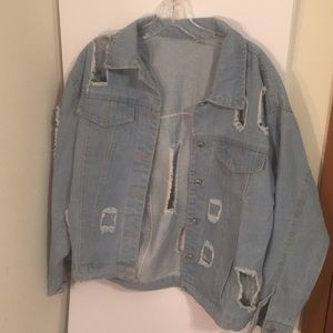 Distressed denim jacket